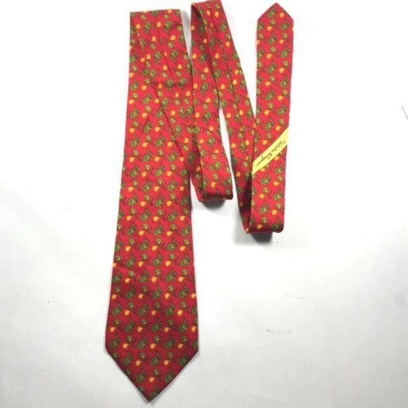 Salvatore Ferragamo Tie Red Green Rabbits 3-3/4" Wide 58" Length - Picture 3 of 9